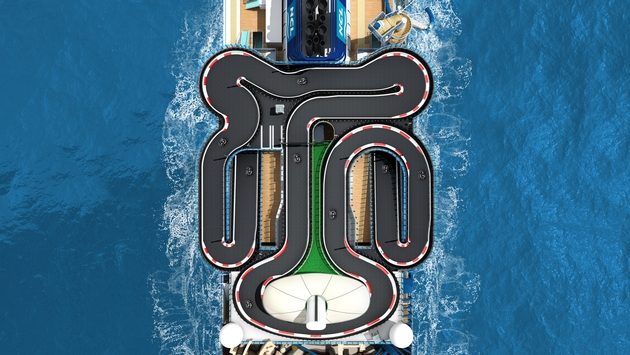 Aerial view of go-kart track aboard Norwegian Encore