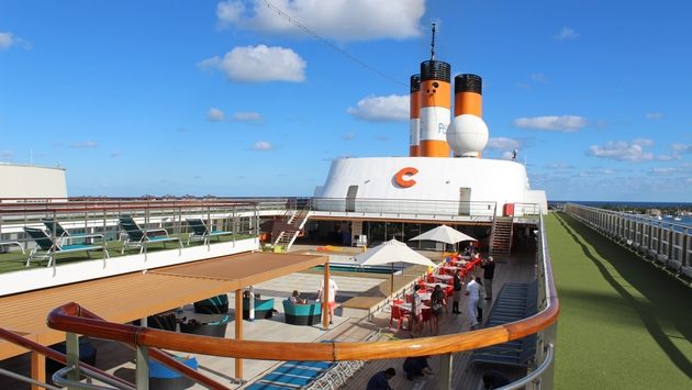 The view from the walking track aboard the Grand Classica with Bahamas Paradise Cruise Line The view from the walking track aboard the Grand Classica with Bahamas Paradise Cruise Line