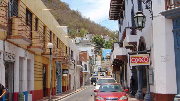 City streets of Manzanillo, Mexico