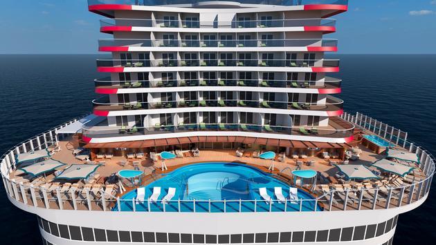 Mardi Gras patio pool rendering, Carnival Cruise Line