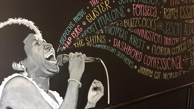 Aretha Franklin mural inside Verb Hotel in Boston