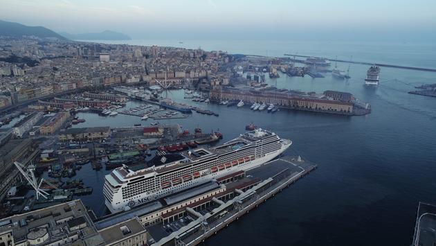 MSC Grandiosa departs Genoa.