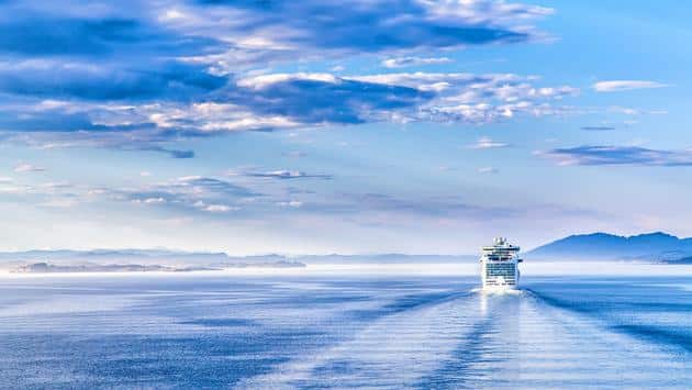 Path on the water from a large cruise ship Path on the water from a large cruise ship