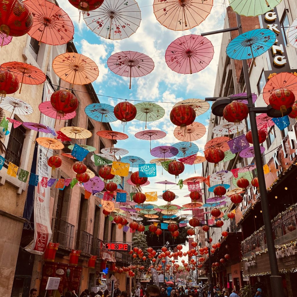 white and red paper lanterns