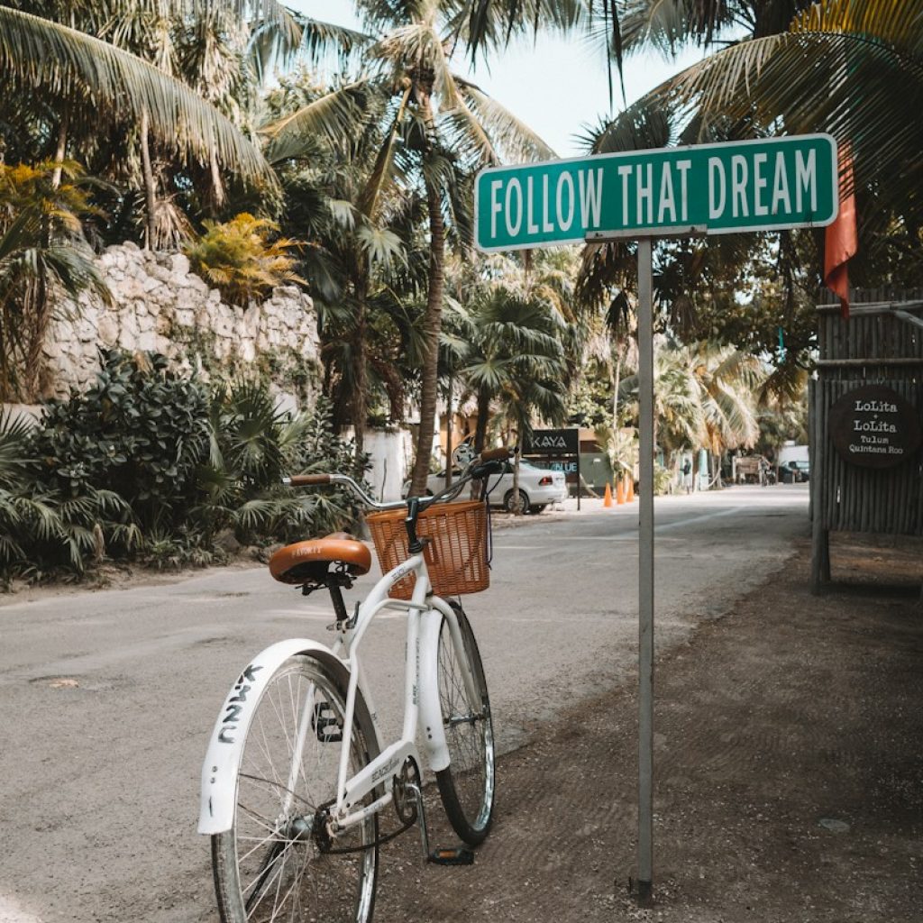 parked white bicycle