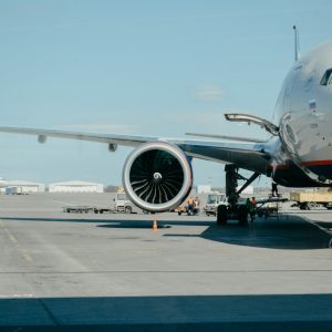 white airliner on runway